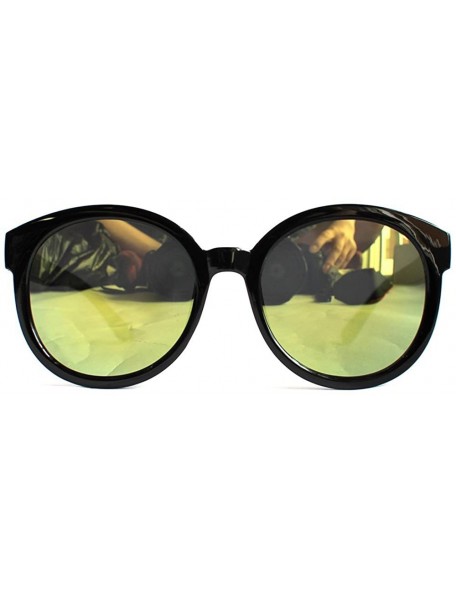Oversized Flat Matte Retro Reflective Mirro Color Lens Sunglasses Goggle - Black - CQ12HXDMWH7 $20.12