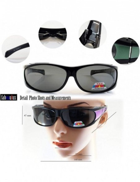 Sport Large Polarized Panoramic View Sports Wrap FitOver Sunglasses P016 - Black Green - CR18E8M7AMT $11.55