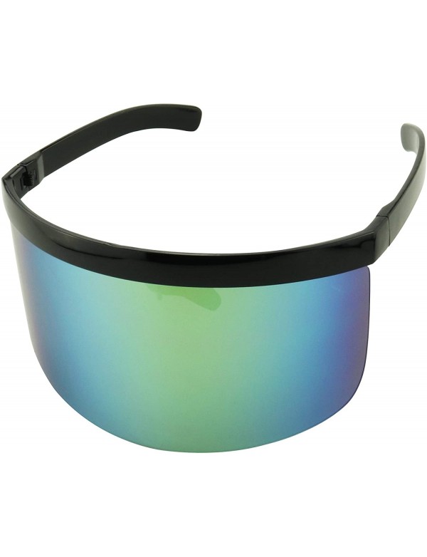 Wrap Futuristic Oversized Mirrored Visor Style Full Colorful Shield Flash Mono Lens Flat Top Sunglasses - CL19622ZCXK $18.71