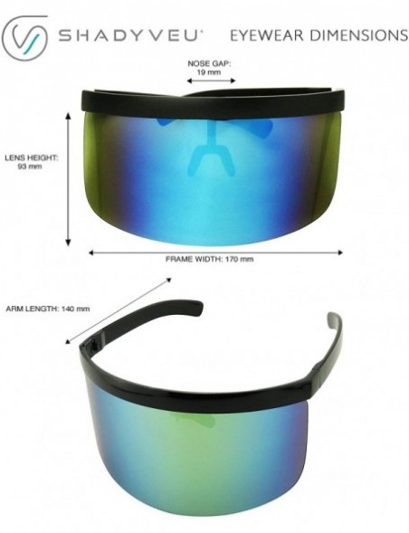 Wrap Futuristic Oversized Mirrored Visor Style Full Colorful Shield Flash Mono Lens Flat Top Sunglasses - CL19622ZCXK $18.71