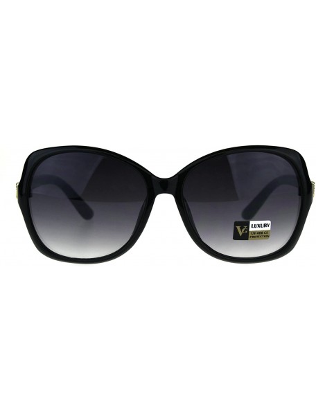 Butterfly Womens Jewel Bling Luxury Classic Butterfly Plastic Sunglasses - Black Smoke - CN180CGY85T $14.12