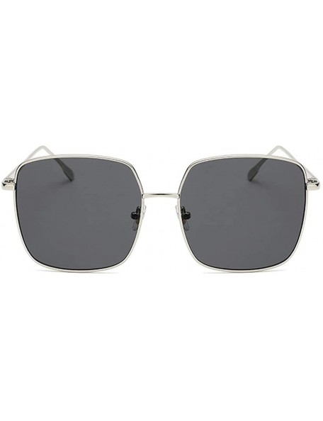 Aviator Oversized Square Full Metal Glasses Frame Ladies Radiation Thin Edge Optical Glasses Men - Silver Side Black - C118RL...