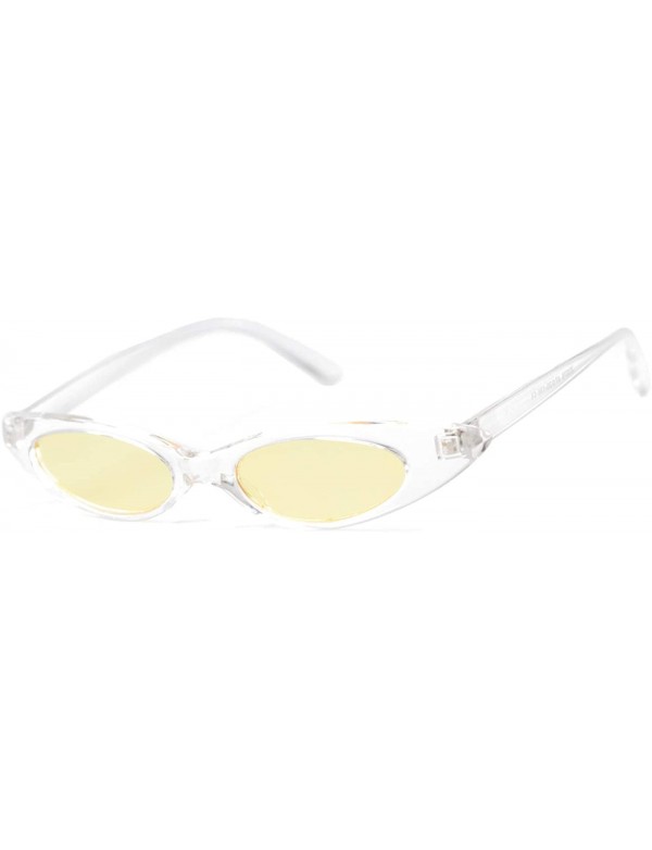 Oval Retro Slim Vintage Wide Oval Cat Eye Pointy Small Thin Clout Sunglasses - Transparent - C518RDTNZ3L $7.73