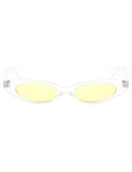 Oval Retro Slim Vintage Wide Oval Cat Eye Pointy Small Thin Clout Sunglasses - Transparent - C518RDTNZ3L $7.73