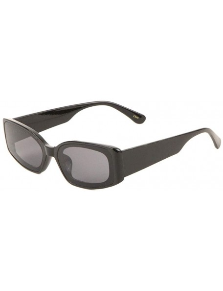 Round Rectangular Lens Round Edge Sunglasses - Black - C31988D2OXS $10.94