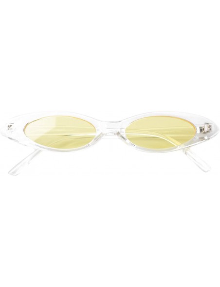 Oval Retro Slim Vintage Wide Oval Cat Eye Pointy Small Thin Clout Sunglasses - Transparent - C518RDTNZ3L $7.73