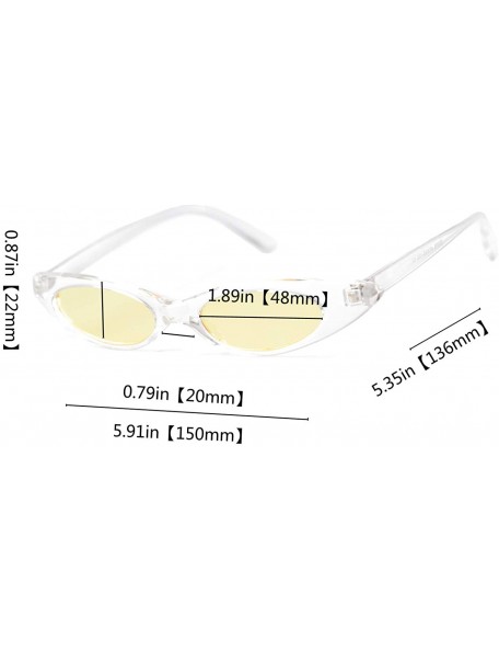 Oval Retro Slim Vintage Wide Oval Cat Eye Pointy Small Thin Clout Sunglasses - Transparent - C518RDTNZ3L $7.73