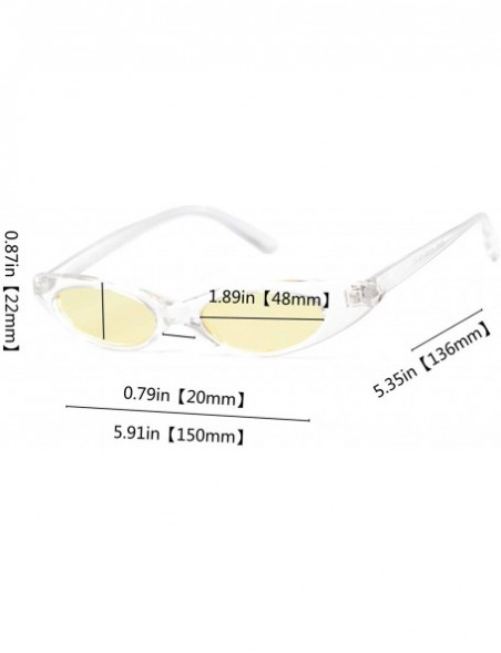 Oval Retro Slim Vintage Wide Oval Cat Eye Pointy Small Thin Clout Sunglasses - Transparent - C518RDTNZ3L $7.73