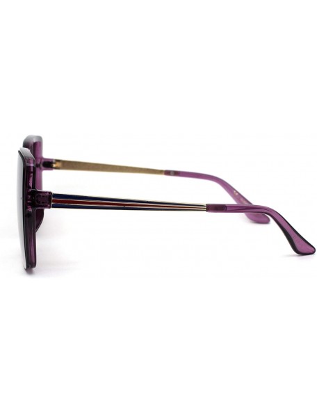 Butterfly Womens Squared Rectangular Butterfly Plastic Designer Sunglasses - All Purple - C7196WQE7XD $12.58