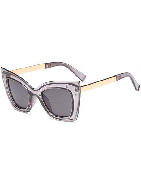 Cat Eye Cat Eye Sunglasses Women Big Frame High Fashion Sun Glasses Women Half Metal - Gray - CQ18NZHY9MW $8.51