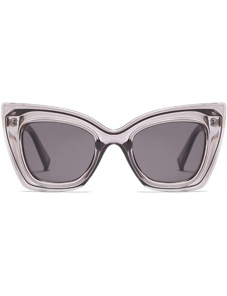 Cat Eye Cat Eye Sunglasses Women Big Frame High Fashion Sun Glasses Women Half Metal - Gray - CQ18NZHY9MW $8.51