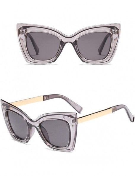 Cat Eye Cat Eye Sunglasses Women Big Frame High Fashion Sun Glasses Women Half Metal - Gray - CQ18NZHY9MW $8.51