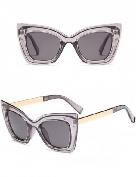 Cat Eye Cat Eye Sunglasses Women Big Frame High Fashion Sun Glasses Women Half Metal - Gray - CQ18NZHY9MW $8.51