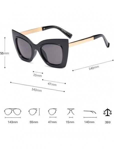 Cat Eye Cat Eye Sunglasses Women Big Frame High Fashion Sun Glasses Women Half Metal - Gray - CQ18NZHY9MW $8.51