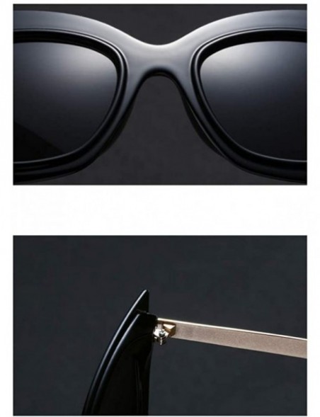 Cat Eye Cat Eye Sunglasses Women Big Frame High Fashion Sun Glasses Women Half Metal - Gray - CQ18NZHY9MW $8.51