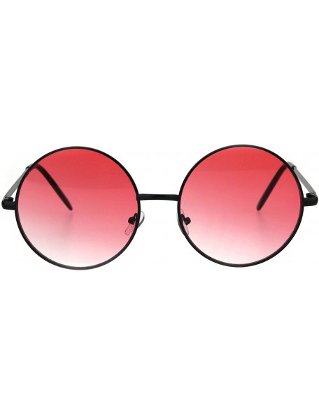 Round Round Circle Lens Hippie Metal Rim Gradient Sunglasses - Black Red - C518H6SMI5W $18.07