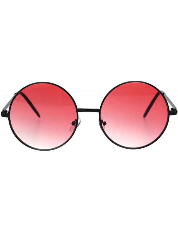 Round Round Circle Lens Hippie Metal Rim Gradient Sunglasses - Black Red - C518H6SMI5W $7.92