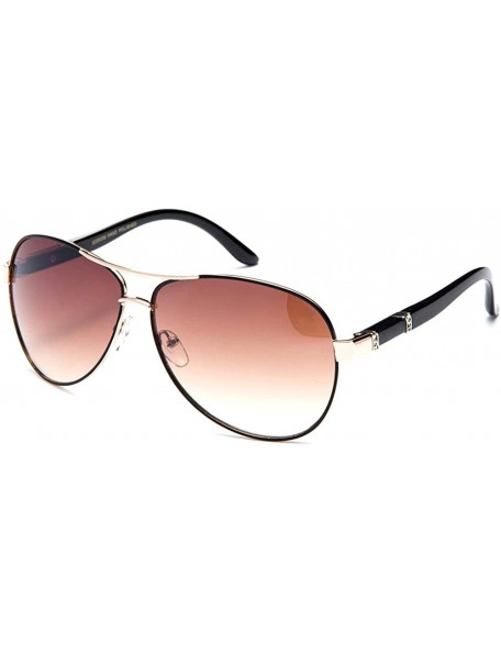 Round Big Oversized Aviator Fashion Sunglasses UV Protection Metal New Model - 9505 Black - CO11WTIMNDP $10.22