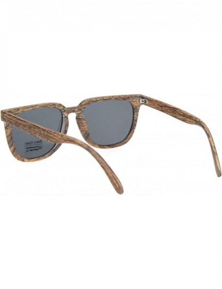 Rectangular Mens Wood Grain Rectangular Keyhole Horn Rim Plastic Sunglasses - Medium Wood Solid Black - CY18O3DKK9X $10.90