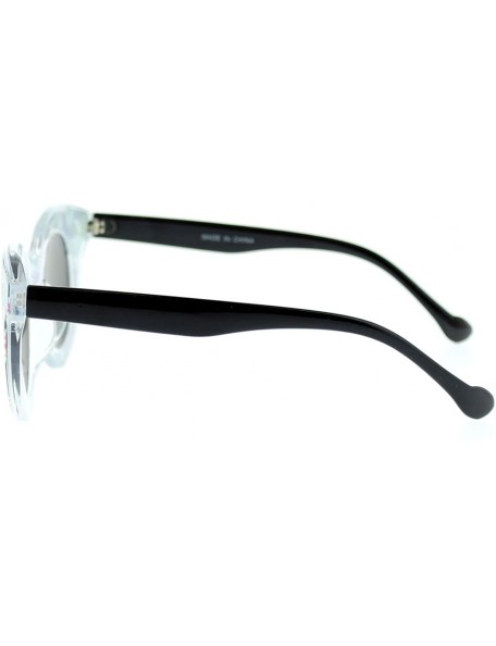 Cat Eye Pop Color Bahama Floral Palm Print Thick Horn Rim Cat Eye Sunglasses - Black - C011YPQWRMB $8.61