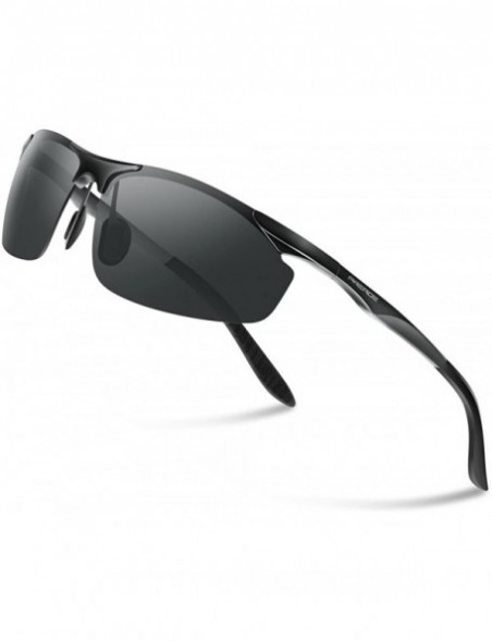 Sport Men's Polarized Sports Sunglasses for men Driving Cycling Fishing Golf Running Metal Frame Sun Glasses - Black - CD18K5...