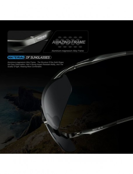 Sport Men's Polarized Sports Sunglasses for men Driving Cycling Fishing Golf Running Metal Frame Sun Glasses - Black - CD18K5...