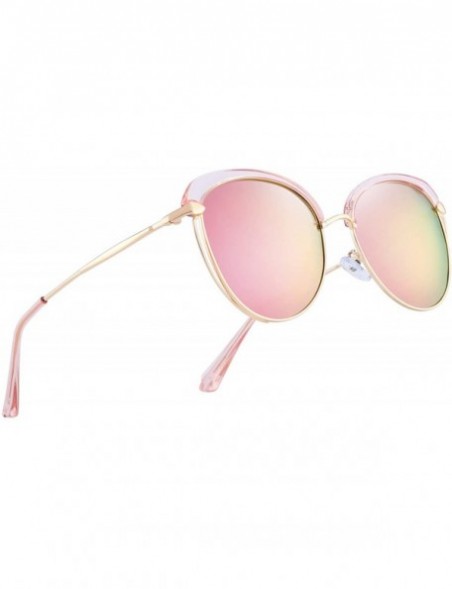 Oversized Fashion Polarized Sunglasses for Women UV400 Mirrored Lens - Pink Mirror - C318S2T6X9S $16.05