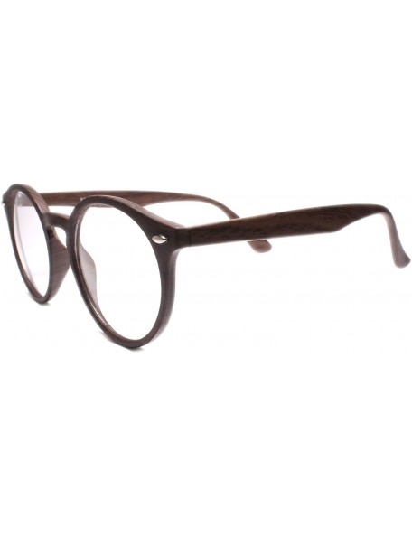 Round Mens Classy Elegant Retro Style Round Clear Lens Eye Glasses - Drak Brown - CD18W80KZHL $9.52