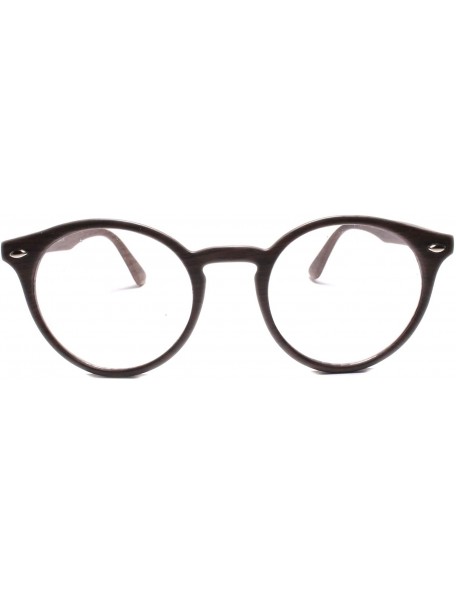 Round Mens Classy Elegant Retro Style Round Clear Lens Eye Glasses - Drak Brown - CD18W80KZHL $9.52