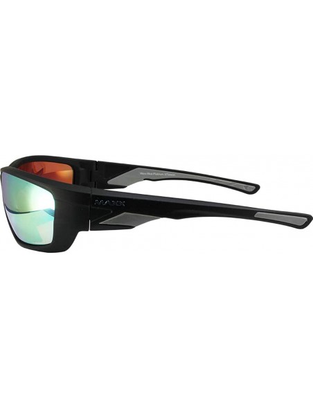 Wrap Blue Platinum Golf Sport Motorcycle Riding Sunglasses with Black/Grey Frame with Yellow Mirror Lens - CX18Q78LDCK $20.54