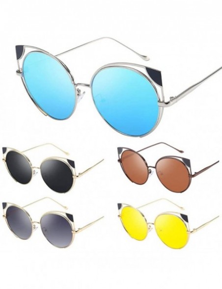 Shield Vintage Cat Eye Sunglasses Hipster Metal Frame Women Eyeglasses Retro Eyewear Fashion Radiation Protection - Gray - C0...