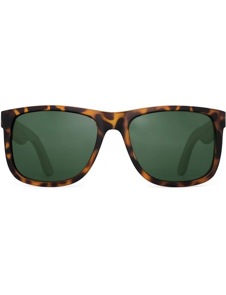 Oversized Wood Polarized Sunglasses for Men Women Retro Square Glasses UV400 Protection - CS194ER0G2D $11.58