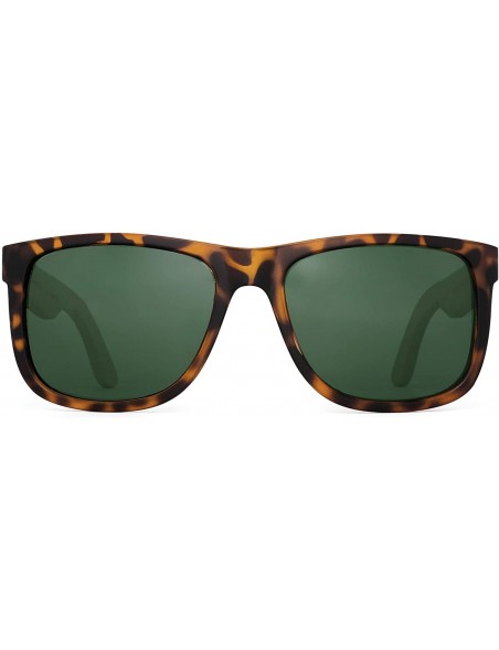 Oversized Wood Polarized Sunglasses for Men Women Retro Square Glasses UV400 Protection - CS194ER0G2D $11.58