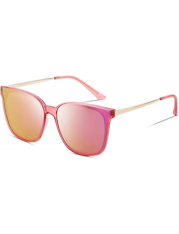 Oval Vintage Round Polarized Retro Sunglasses for Women UV Protection W016 - Transparent Pink - CG196EY9KS3 $23.71