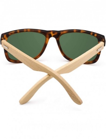 Oversized Wood Polarized Sunglasses for Men Women Retro Square Glasses UV400 Protection - CS194ER0G2D $11.58