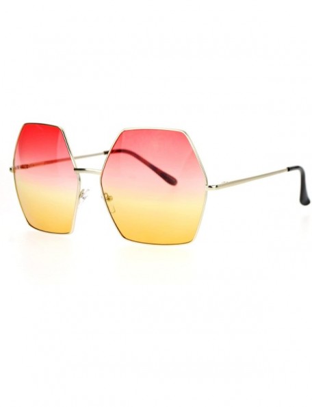 Oversized Gradient Color Lens Oversized Octagon Retro Hippie Groove Sunglasses - Red Yellow - CW12D63NJ4D $13.26