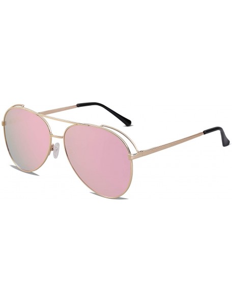 Aviator Polarized Oversized Aviator Sunglasses for Men Women Mirrored Lens MYSTYLE SJ1108 - CD18LQWE40N $18.07