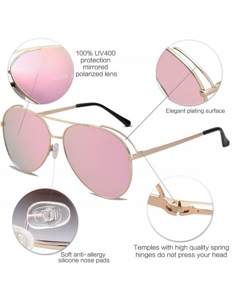 Aviator Polarized Oversized Aviator Sunglasses for Men Women Mirrored Lens MYSTYLE SJ1108 - CD18LQWE40N $18.07