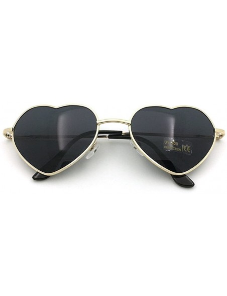 Round Women's S014 Heart Aviator 55mm Sunglasses - Black - CV11XKJHYLN $8.18