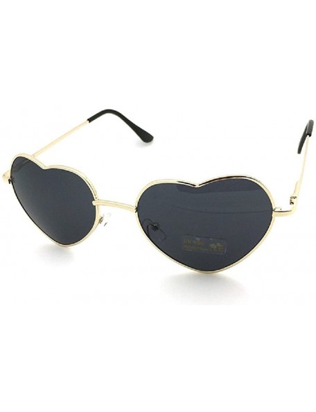 Round Women's S014 Heart Aviator 55mm Sunglasses - Black - CV11XKJHYLN $8.18