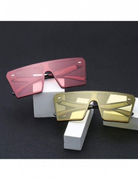 Square Square Oversized Sunglasses for Women Men Flat Top Fashion Shades - E - C418RAN5SSG $8.47