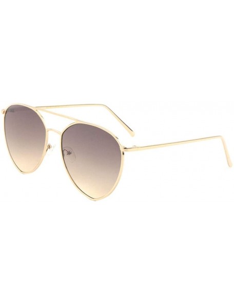 Aviator Color Mirror Flat Lens Modern Round Aviator Sunglasses - Brown - CP190E8RGLG $13.85