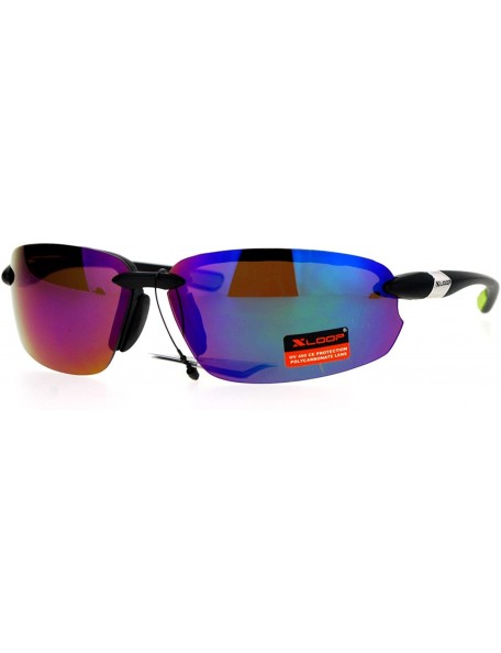 Sport Xloop Sports Sunglasses Unisex Rimless Design Oval Rectangular Fashion - Black Green - CG12J532PYD $23.87