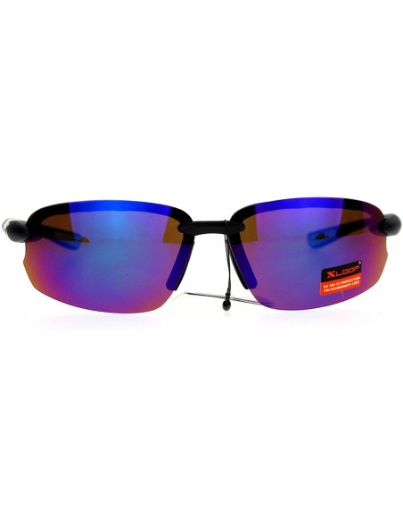 Sport Xloop Sports Sunglasses Unisex Rimless Design Oval Rectangular Fashion - Black Green - CG12J532PYD $8.51