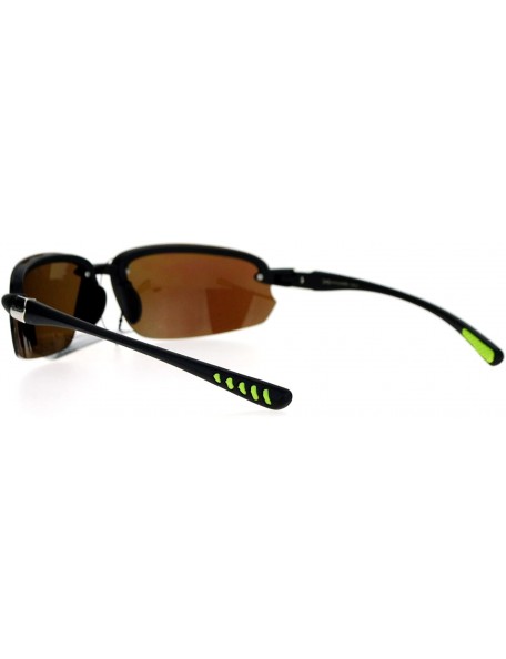 Sport Xloop Sports Sunglasses Unisex Rimless Design Oval Rectangular Fashion - Black Green - CG12J532PYD $8.51