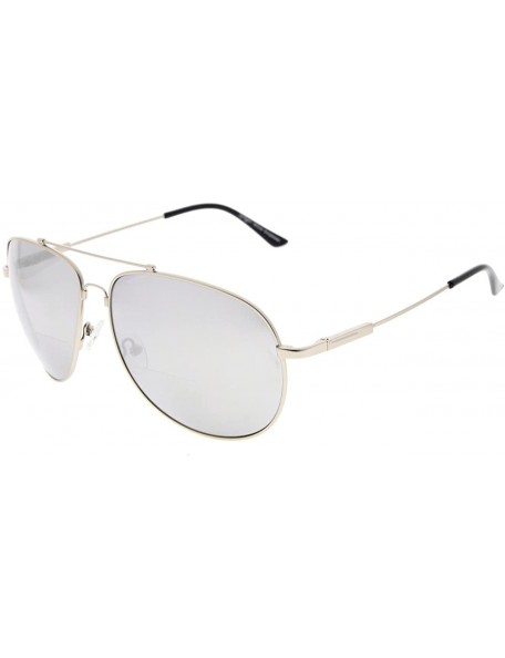 Square Large Bifocal Sunglasses Polit Style Sunshine Readers with Bendable Memory Bridge and Arm - CE18036KGI3 $45.07