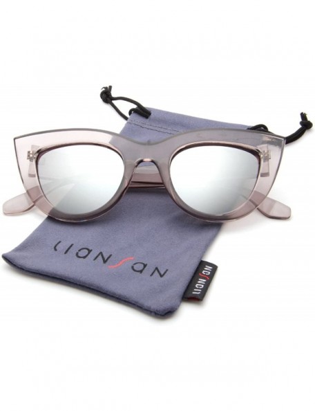 Cat Eye Retro Cat Eye Women Sunglasses Fashion Thick Frame Flash mirroreded Lens Sun glasses LS3400Z - CH185S05USC $34.77