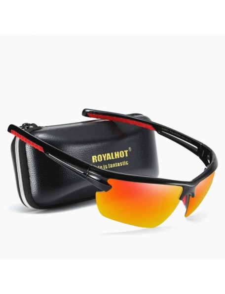 Sport Polarized Sports Sunglasses Cycling Driving Fishing Glasses 5 Interchangeable Lenses - Orange - CY193AOXGIG $18.74