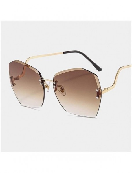 Rimless Sunshade Oversized Women Sunglasses Rimless Edge Trimming Metal Sun Glasses Luxury Brand Shades For Women - CW198OD5M...