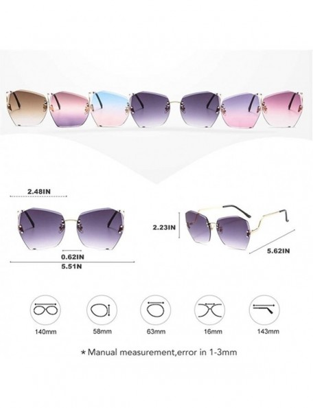 Rimless Sunshade Oversized Women Sunglasses Rimless Edge Trimming Metal Sun Glasses Luxury Brand Shades For Women - CW198OD5M...